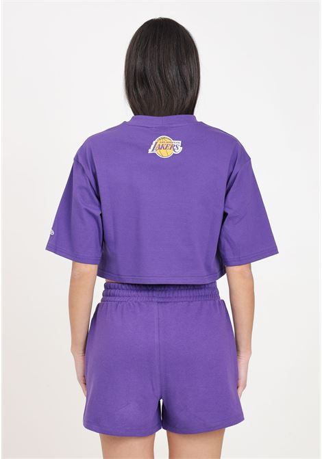 LA Lakers NBA Team Logo Women's Shorts Purple NEW ERA | 60435347.